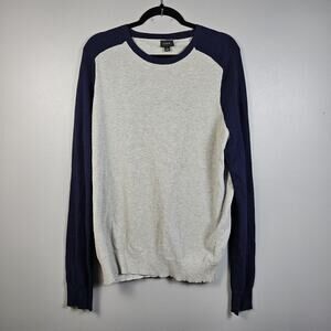 J.Crew Men’s Cotton Cashmere Piqué Raglan Baseball Sweater Navy Gray